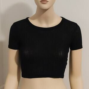 TOPSHOP Short Sleeve Ribbed Crop Top Black 6